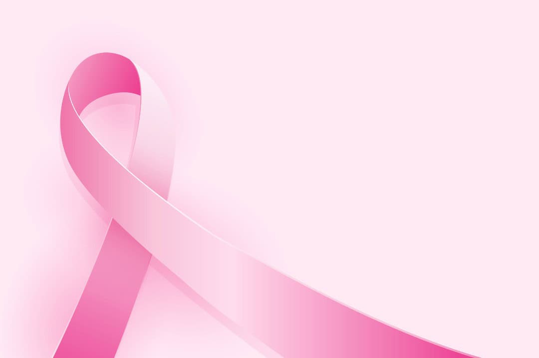 Pink ribbon placed on the left-hand side of the image with a lighter pink background.